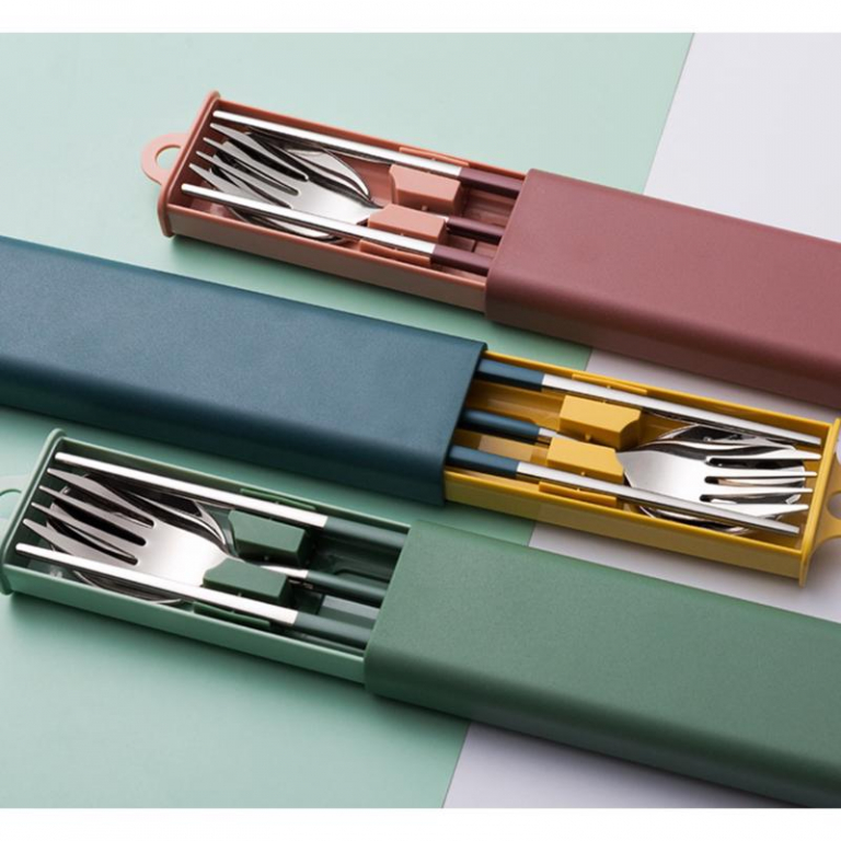 Japanese, Korean Style Wood Cutlery Set Spork & Bamboo Cutlery Set